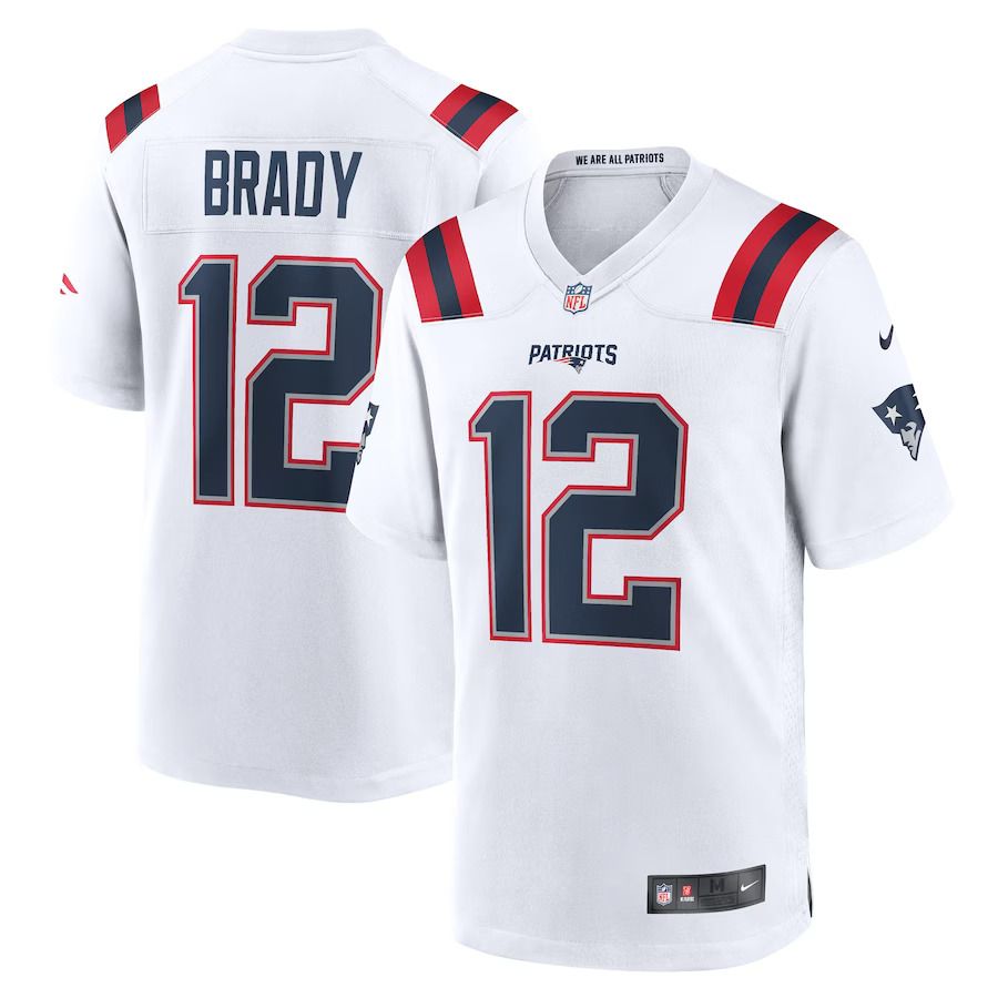 Men New England Patriots #12 Tom Brady Nike White Retired Game NFL Jersey